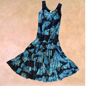 Chico's Navy and Teal Paisley Maxi Dress